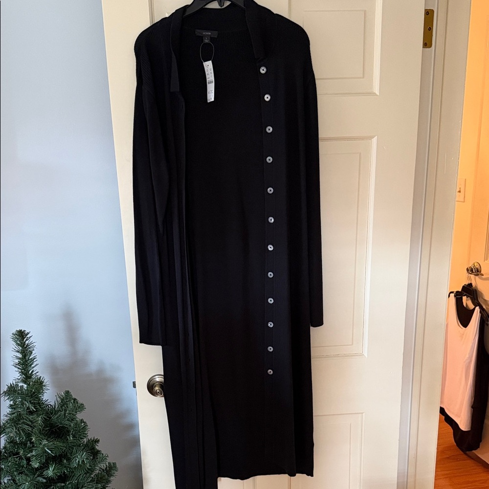 J. Crew Black Long Sleeve Dress with Button Detail